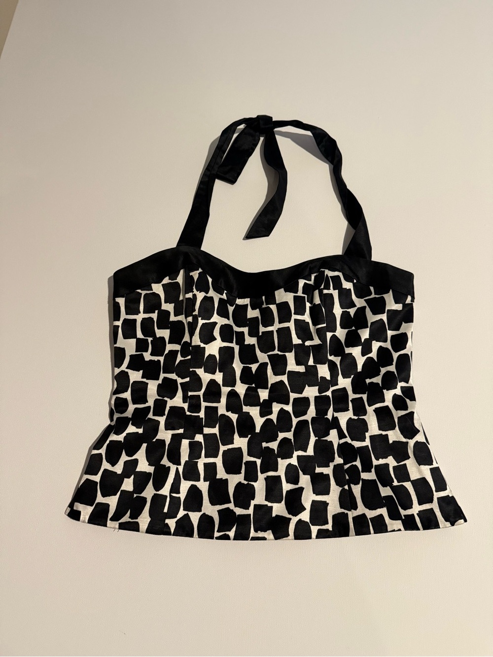 White House Black Market Black and White Halter Tie-Neck Camisole